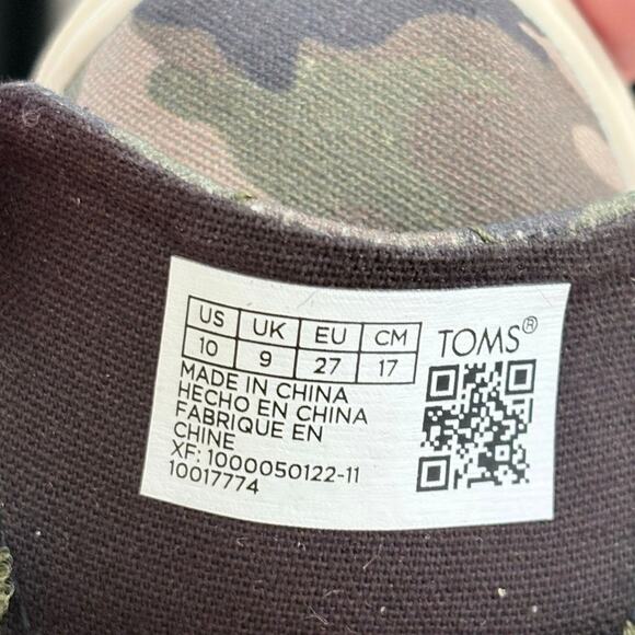 NIB! Toms Tiny Boys Cordones Cupsole Classic Camo Sneaker - Size Toddler 10 - Picture 9 of 10